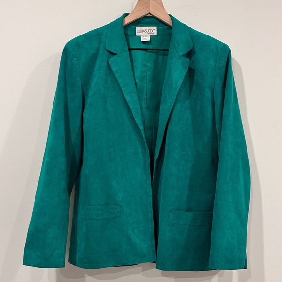 Vintage Green Ultrasuede Blazer Jacket Made in The USA Size 14 - Picture 3 of 7
